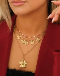 Finaste Chain ketting met bloem goudkleurig Hot
