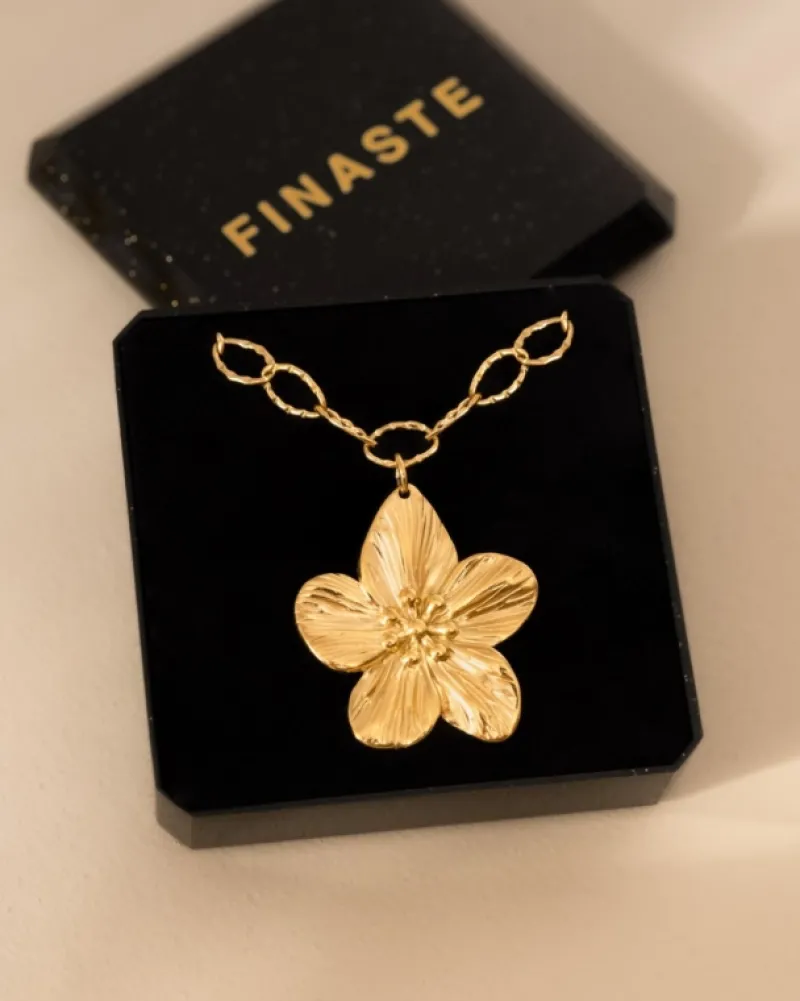Finaste Chain ketting met bloem goudkleurig Hot