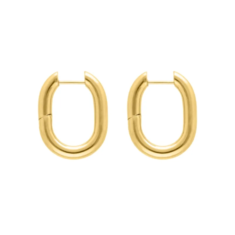Finaste Chunky oval hoop earrings goldplated New