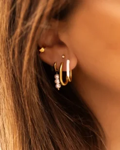 Finaste Chunky oval hoop earrings goldplated New