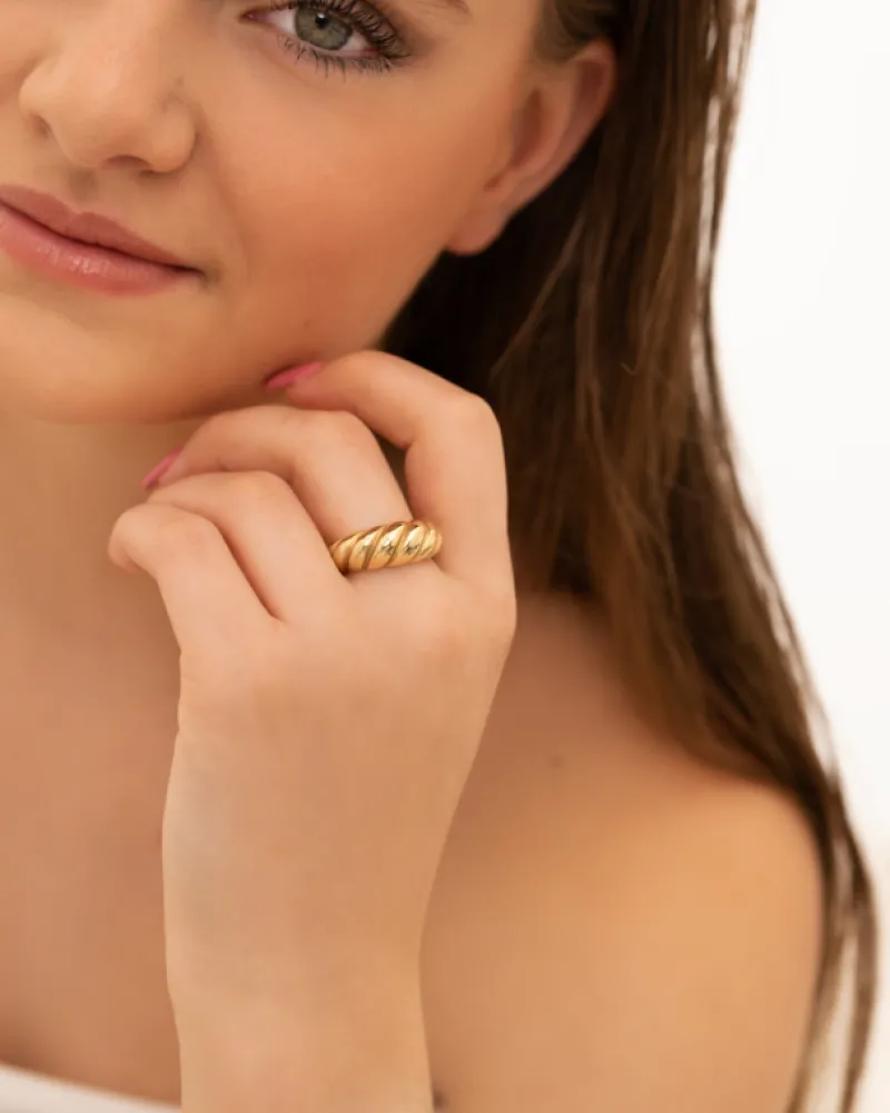 Finaste Chunky ring croissant goud kleurig New