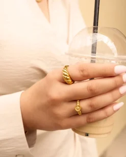 Finaste Chunky ring croissant goud kleurig New
