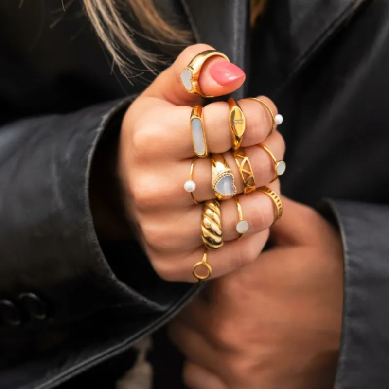 Finaste Chunky ring croissant goud kleurig New