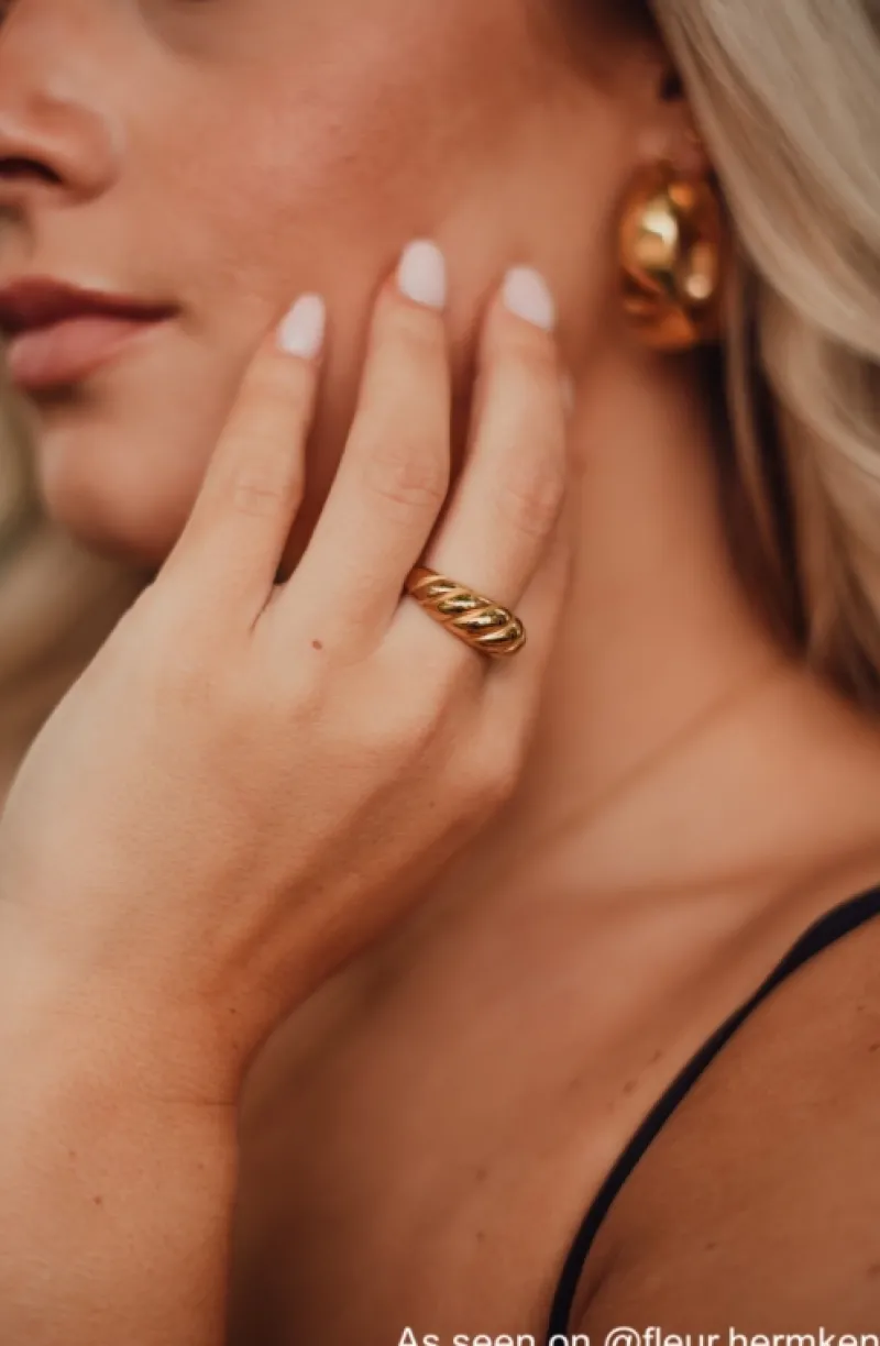 Finaste Chunky ring croissant goud kleurig New