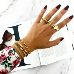 Finaste Chunky ring croissant goud kleurig New
