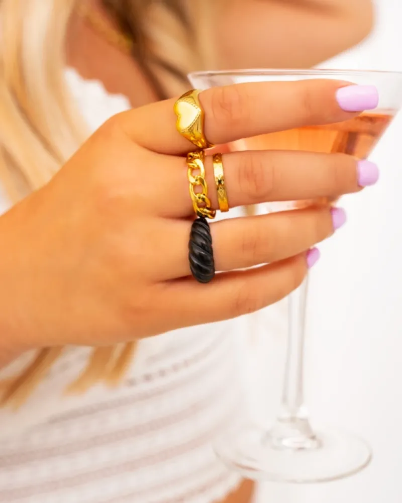 Finaste Chunky Ring Croissant Zwart Online
