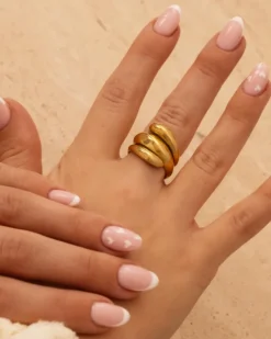Finaste Chunky ring triple goudkleurig Fashion