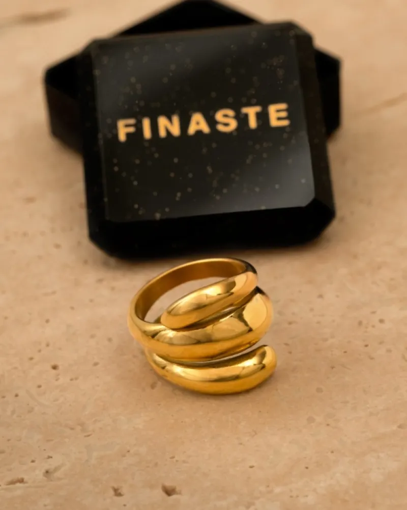 Finaste Chunky ring triple goudkleurig Fashion