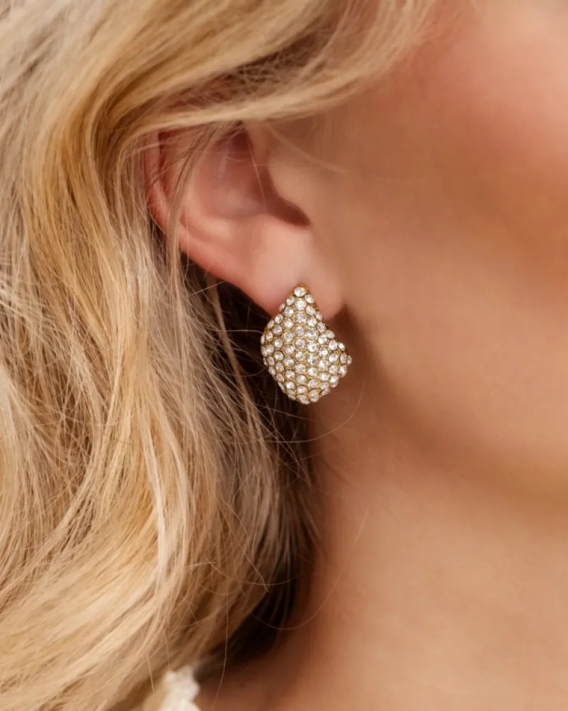 Finaste Chunky teardrop oorbellen met steentjes goudkleurig Fashion