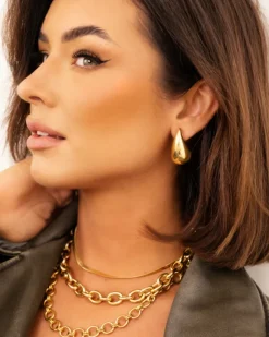 Finaste Chunky teardrop oorbellen goudkleurig Clearance