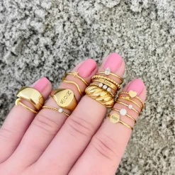 Finaste Chunky zegelring goud kleurig Online