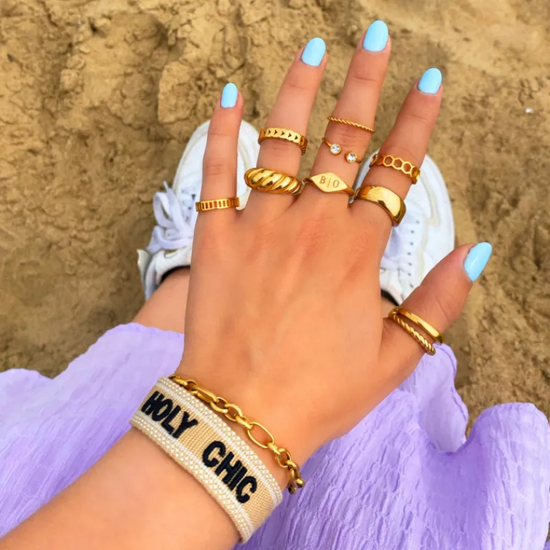 Finaste Chunky zegelring goud kleurig Online