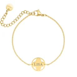 Finaste Clover armband graveren goudkleurig Online