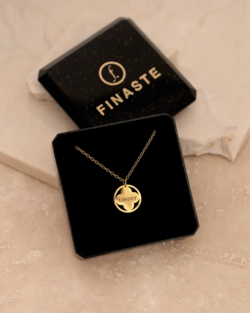 Finaste Clover ketting graveren goudkleurig Hot