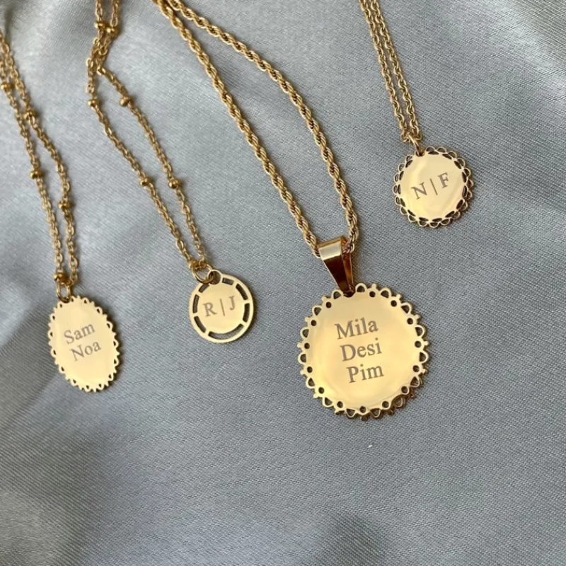Finaste Coin ketting met naam kleur goud Discount