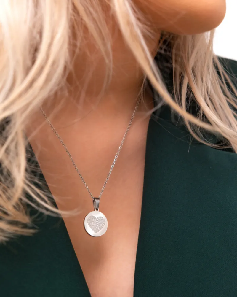 Finaste Coin ketting met vingerafdruk hartje Discount