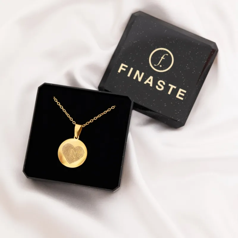 Finaste Coin ketting met vingerafdruk hartje goudkleurig Discount