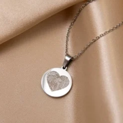 Finaste Coin ketting met vingerafdruk hartje Discount