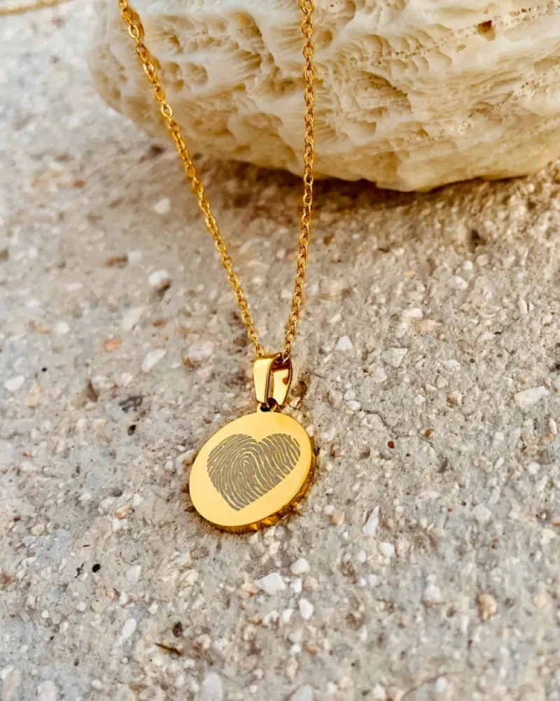 Finaste Coin ketting met vingerafdruk hartje goudkleurig Discount