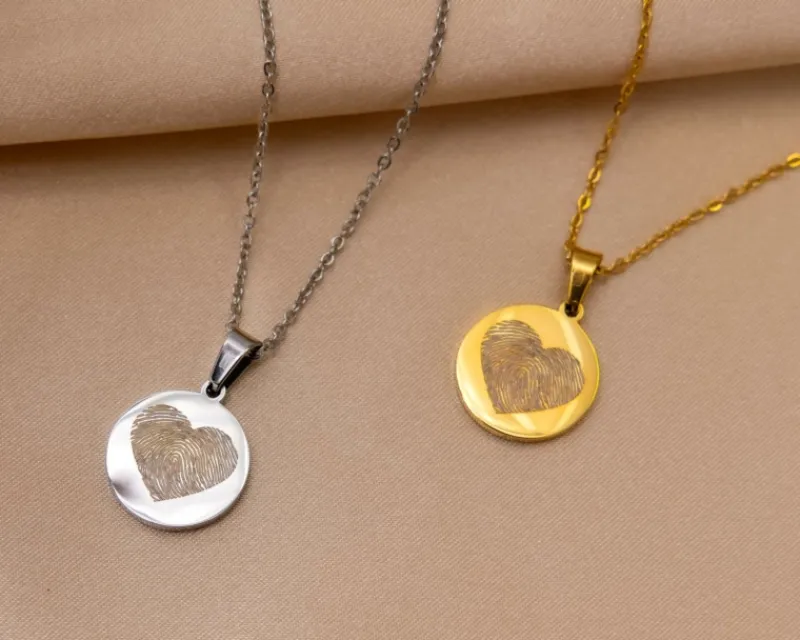 Finaste Coin ketting met vingerafdruk hartje Discount