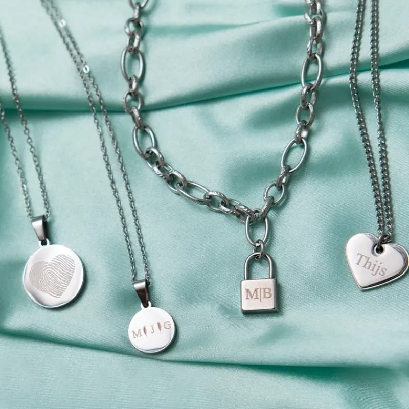 Finaste Coin ketting met vingerafdruk hartje Discount