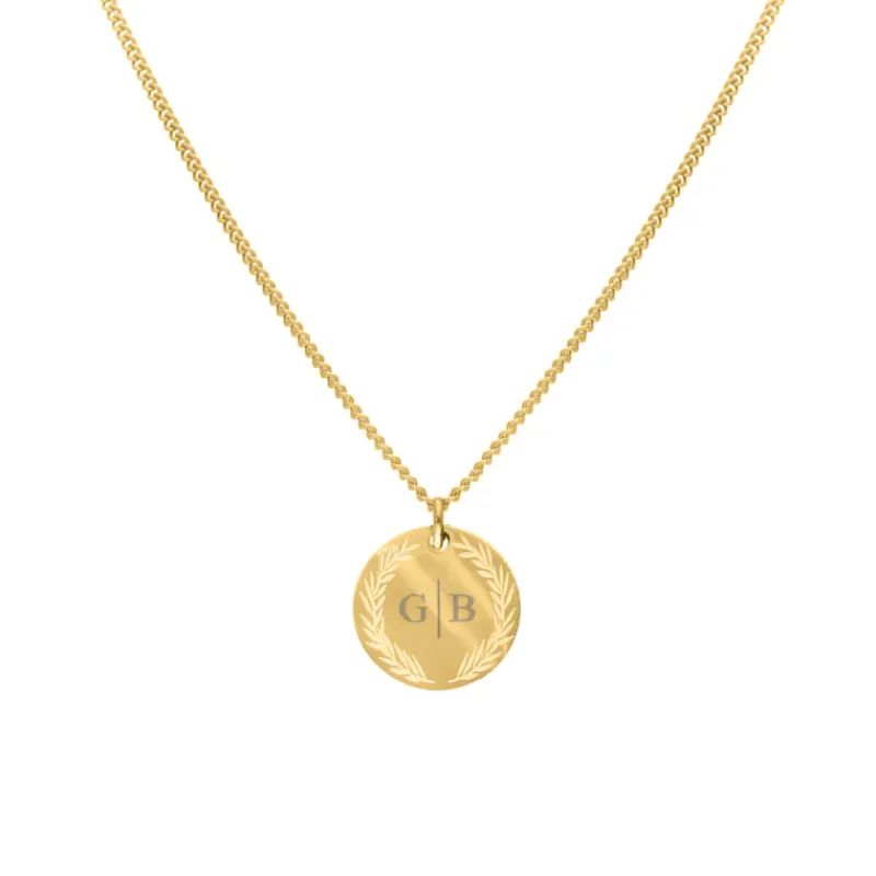 Finaste Coin necklace 2 initials goldplated Outlet