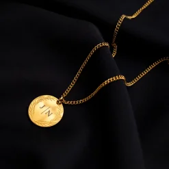 Finaste Coin necklace 2 initials goldplated Outlet