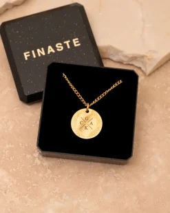 Finaste Coin necklace 4 initials goldplated Online