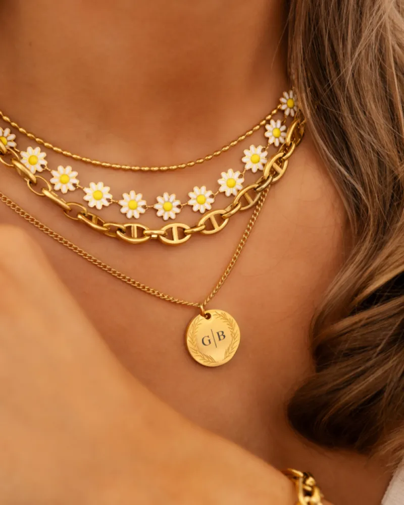 Finaste Coin necklace 2 initials goldplated Outlet
