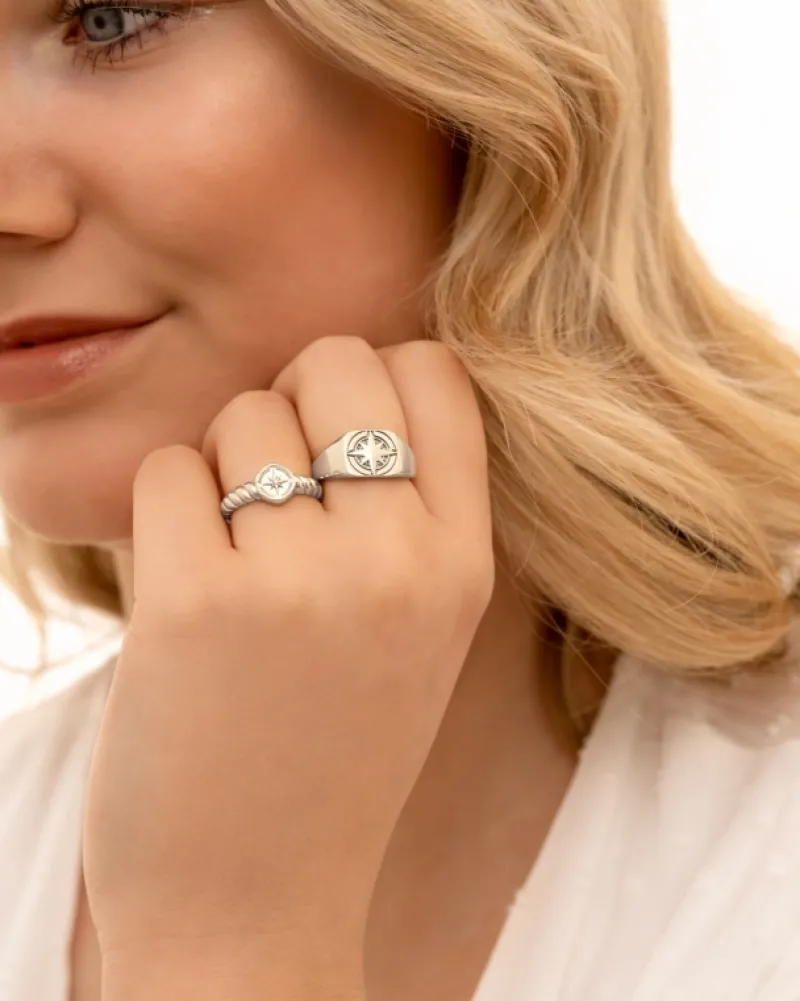 Finaste Compass ring met steentje Discount