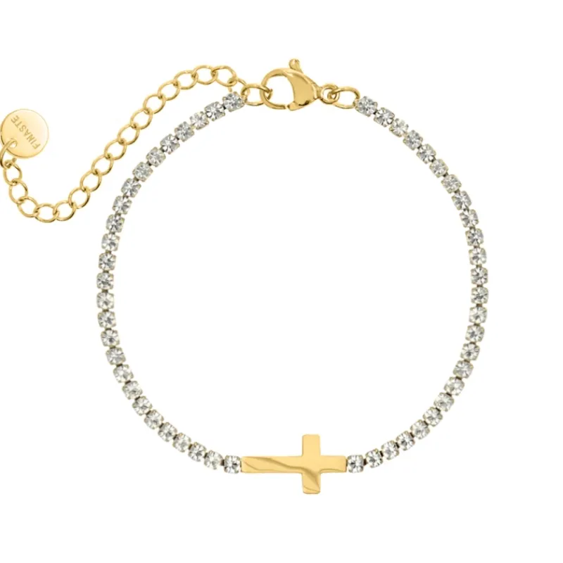 Finaste Cross & Tennis bracelet goldplated Clearance