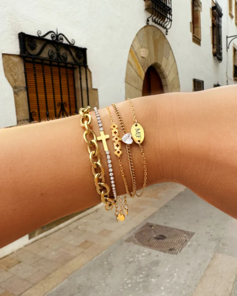 Finaste Cross & Tennis bracelet goldplated Clearance