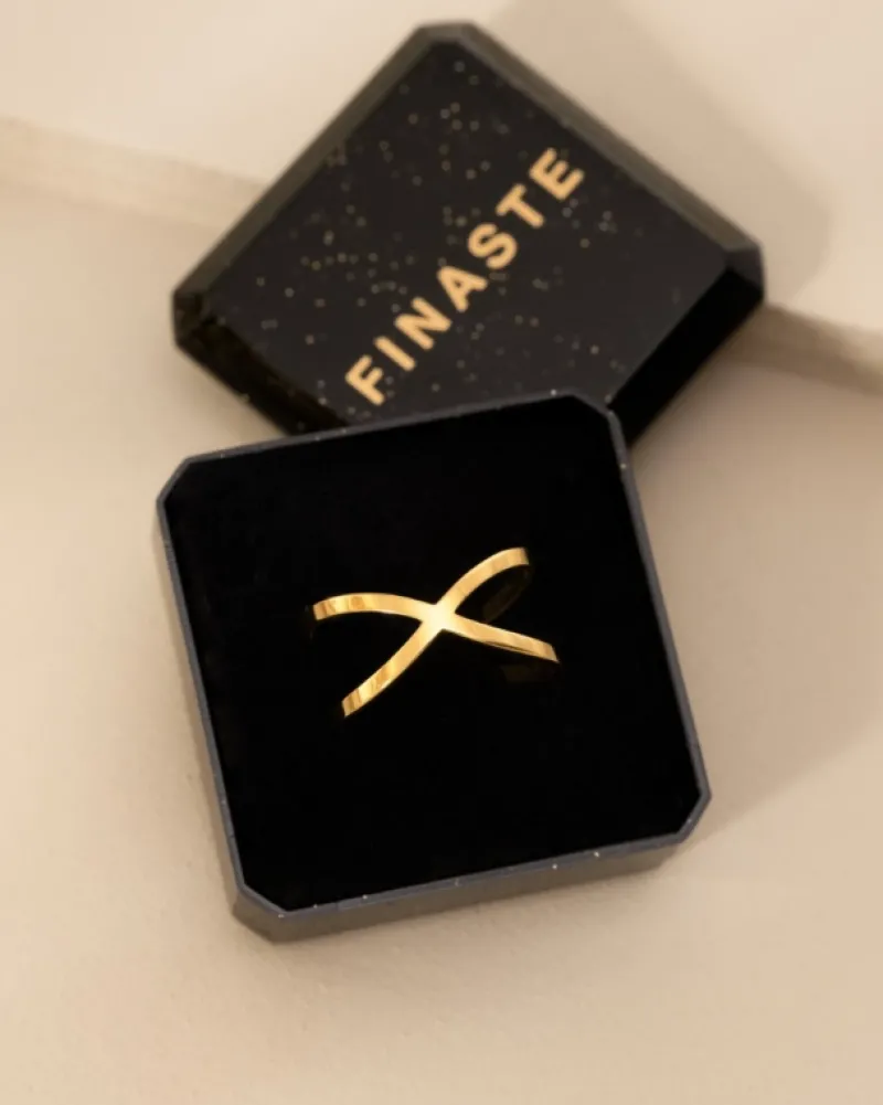 Finaste Cross-over ring goudkleurig Discount