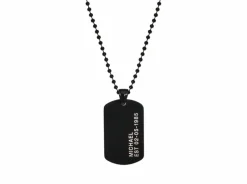 Finaste Dog tag ketting met naam en datum zwart New