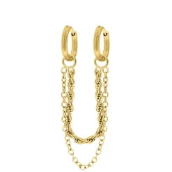 Finaste Double chain oorbel goudkleurig Online
