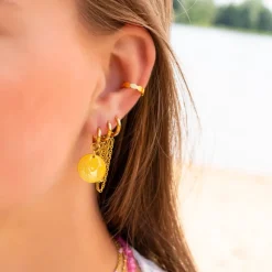 Finaste Double chain oorbel goudkleurig Online