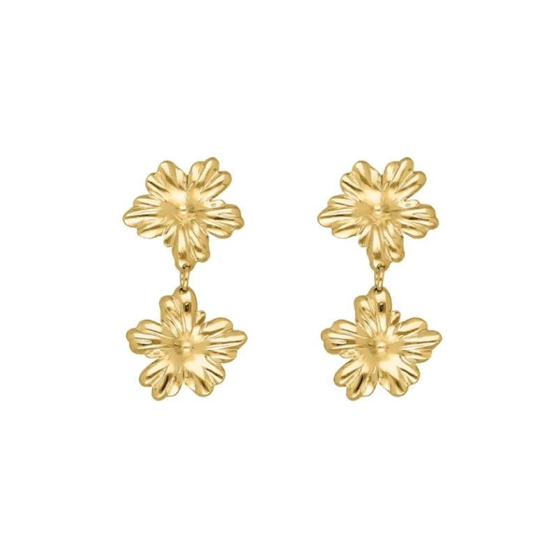 Finaste Double flower oorbellen goudkleurig Discount
