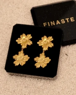 Finaste Double flower oorbellen goudkleurig Discount