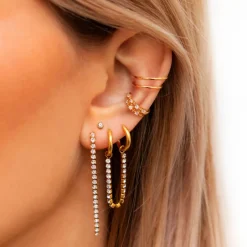 Finaste Double hoop tennis oorbel goud kleurig Fashion