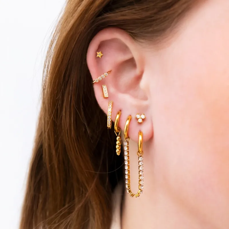 Finaste Double hoop tennis oorbel goud kleurig Fashion