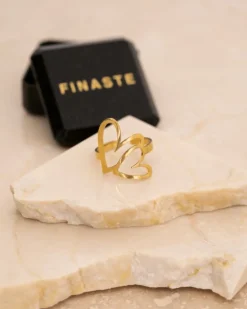 Finaste Double love heart ring goldplated Online