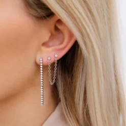 Finaste Double stud sparkle oorbel Online
