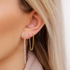Finaste Double stud sparkle oorbel goudkleurig Discount
