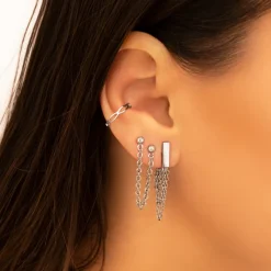 Finaste Double stud sparkle oorbel Online