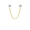 Finaste Dubbele ketting oorbel met hartjes goudkleurig New