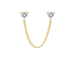 Finaste Dubbele ketting oorbel met hartjes goudkleurig New