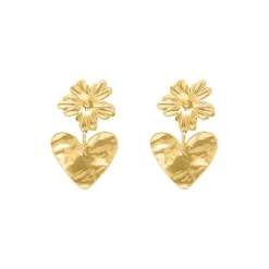 Finaste Dubbele oorbellen bloem & hartje goudkleurig Discount
