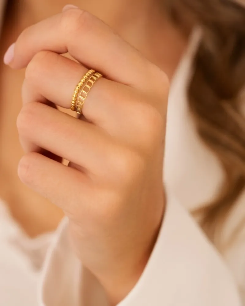 Finaste Dubbele ring chain & dots goudkleurig Discount