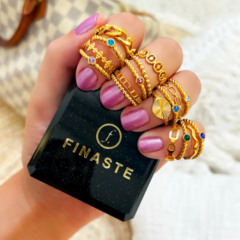 Finaste Dubbele ring chain & dots goudkleurig Discount