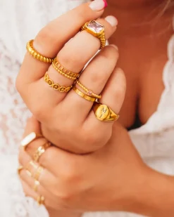 Finaste Dubbele ring chain & dots goudkleurig Discount
